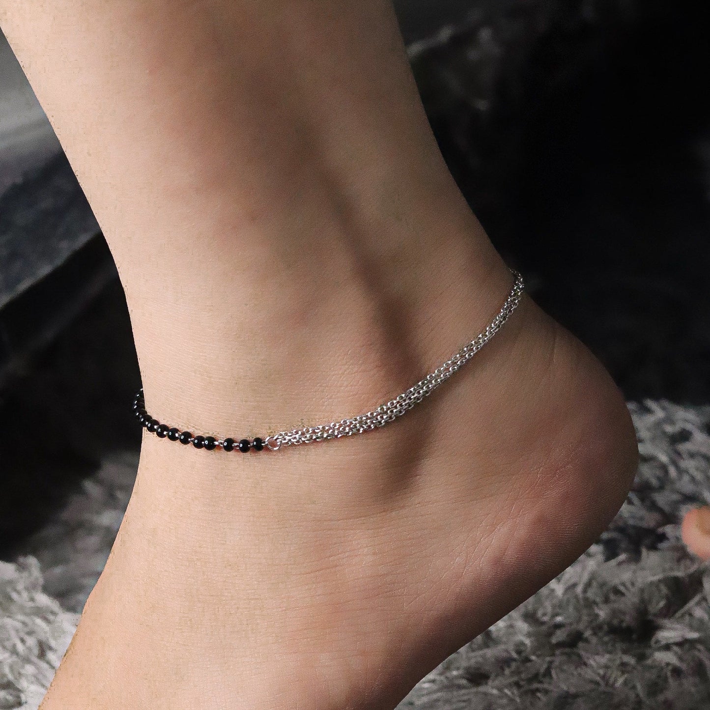 925 Silver/Chandi Star Lightning Anklet