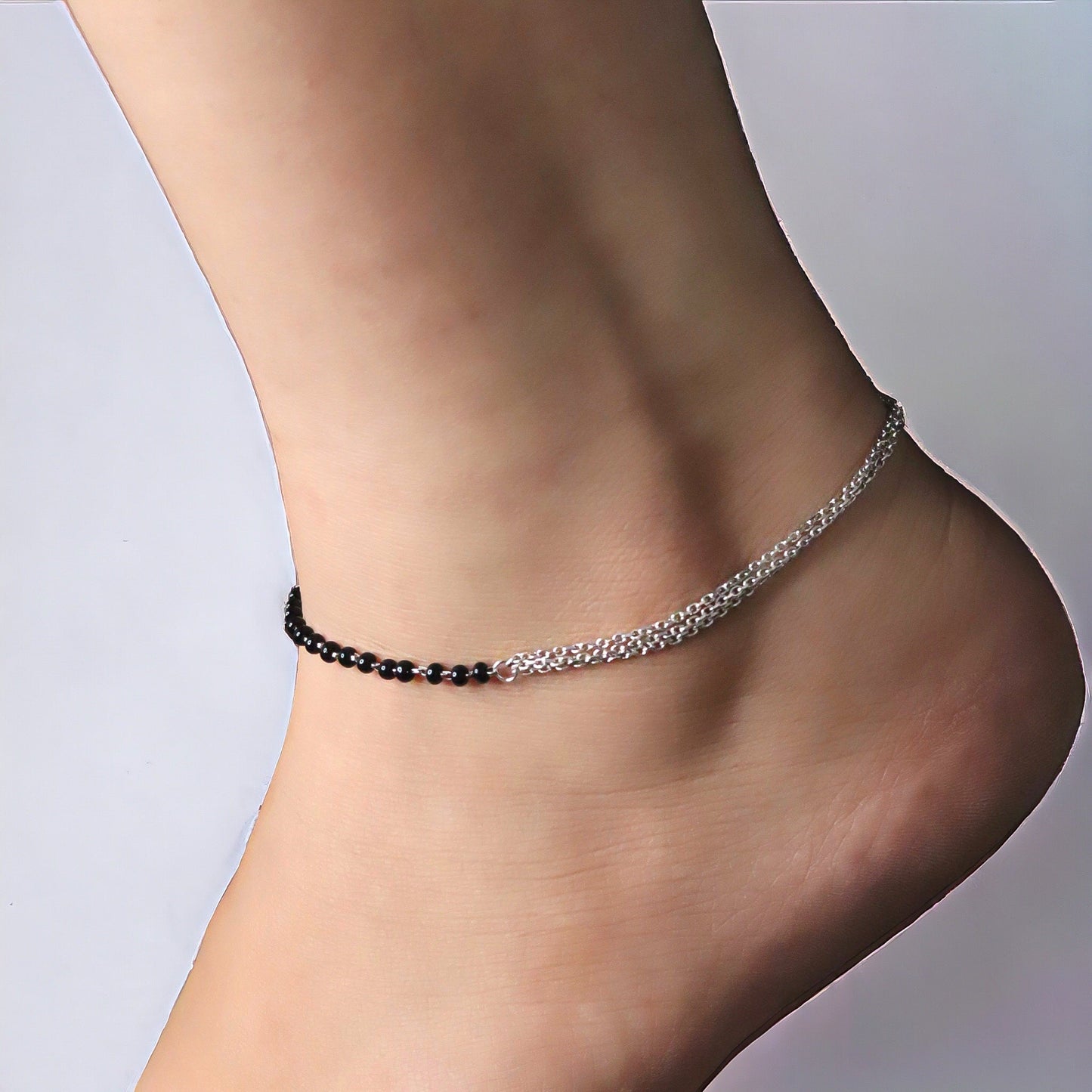 925 Silver/Chandi Star Lightning Anklet