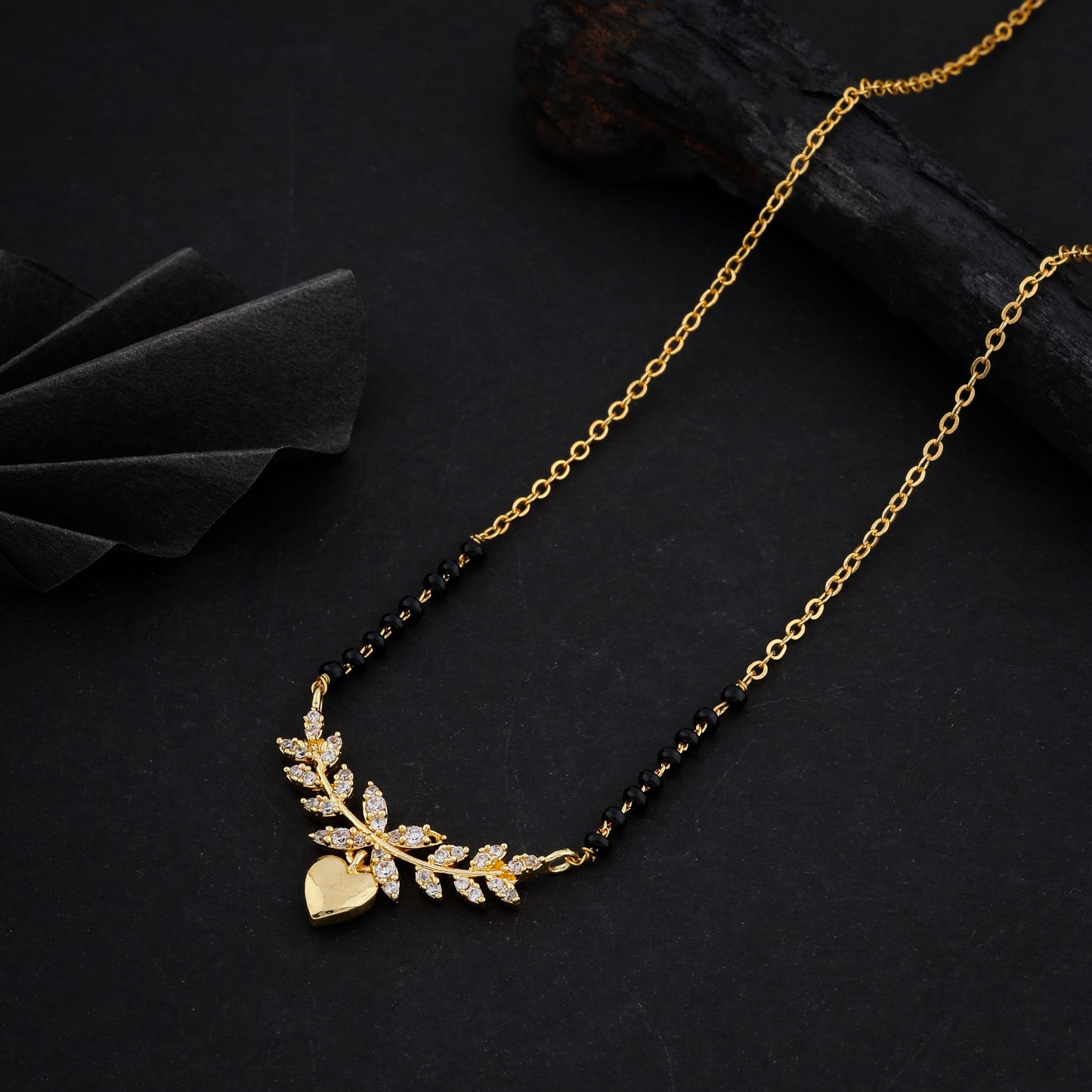 24k Gold Plated Leaf and Heart Necklace