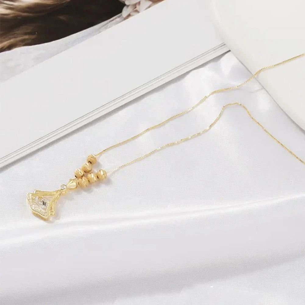 Golden Rhinestone Decor Pendant Necklace
