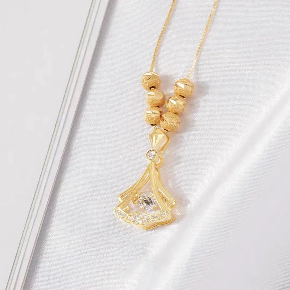 Golden Rhinestone Decor Pendant Necklace