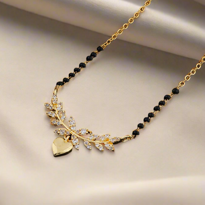 24k Gold Plated Leaf and Heart Necklace