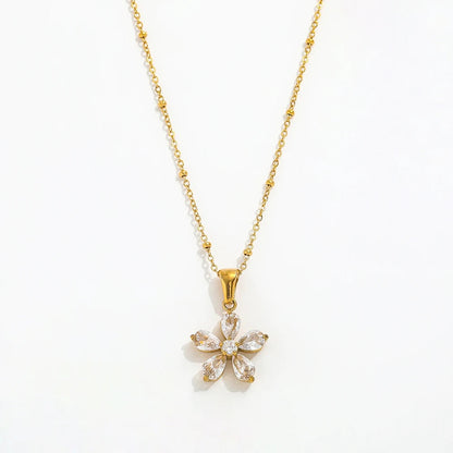 18kt Gold Plated Rolo Chain Dainty Daisy Flower Pendant Necklace