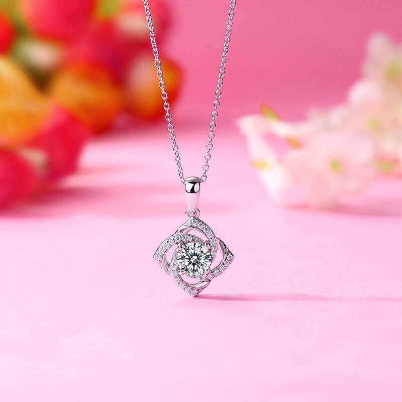 1 Carat Moissanite Rose Diamond Necklace