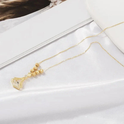 Golden Rhinestone Decor Pendant Necklace